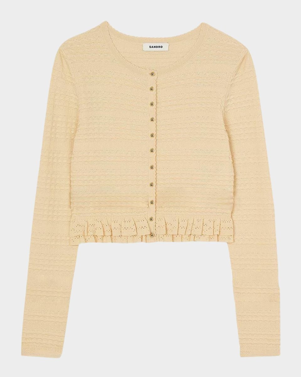 Saphir Ruffle-Hem Knit Cardigan